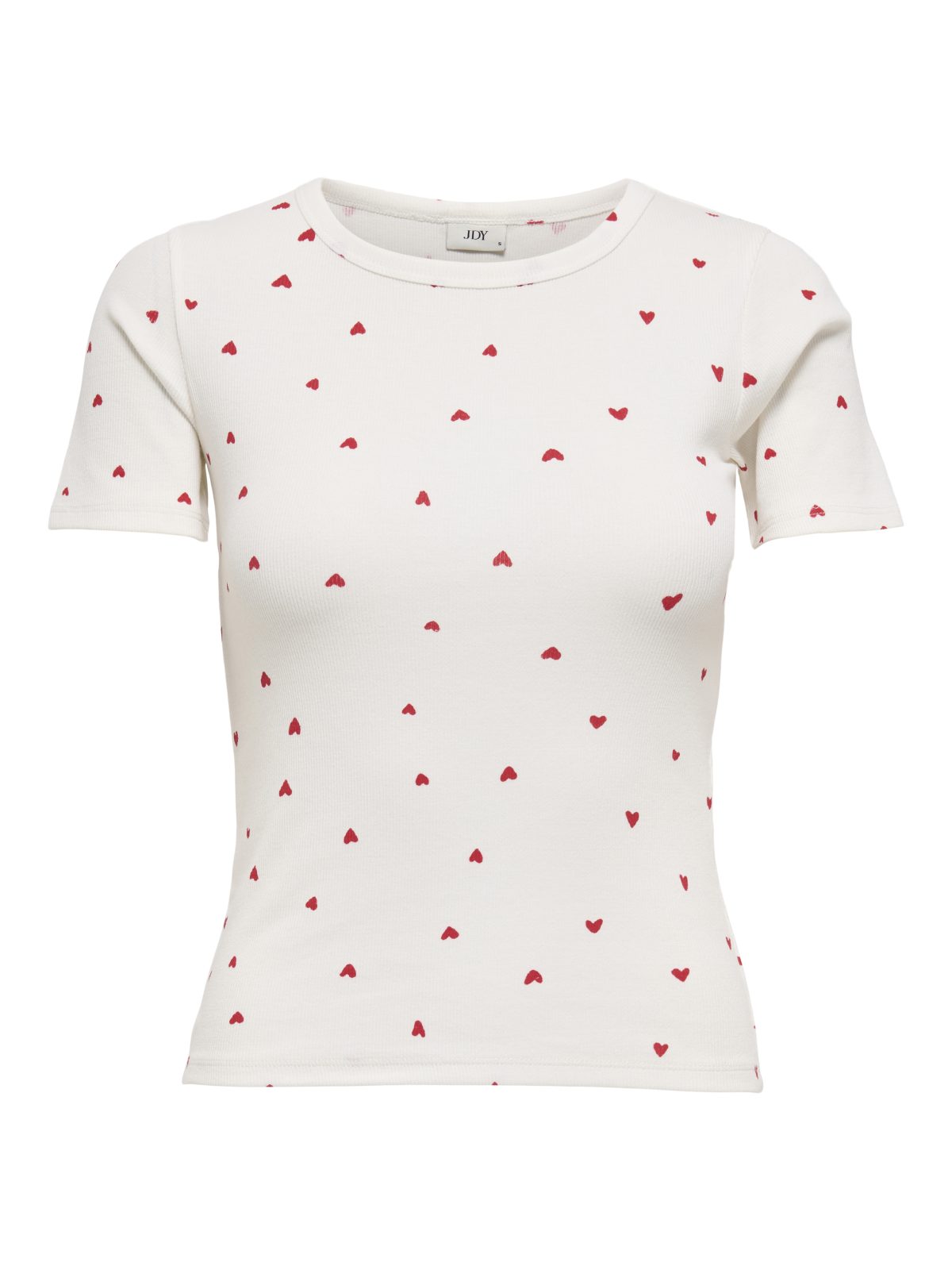 JDYSOFIA S/S PRINT TOP Cloud Dancer Red Hearts