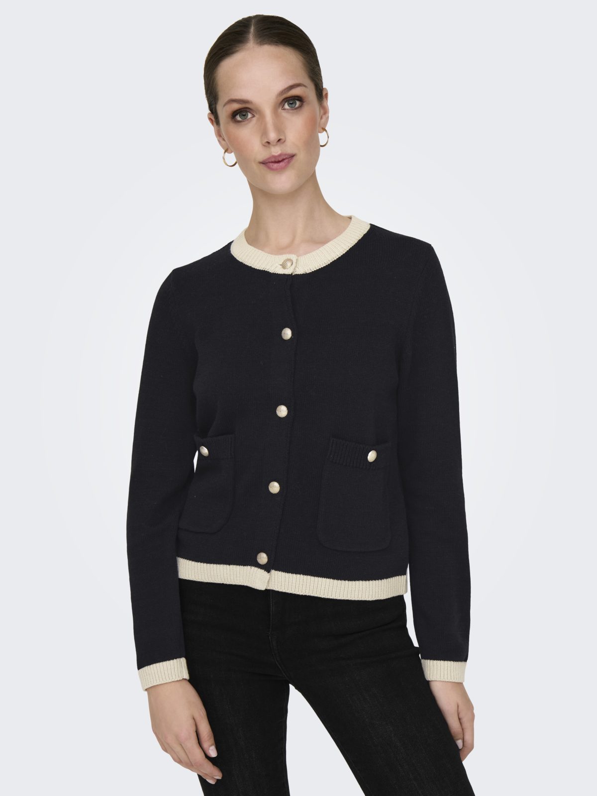 ONLISABELLE ONECK BUTTON CARDIGAN Black