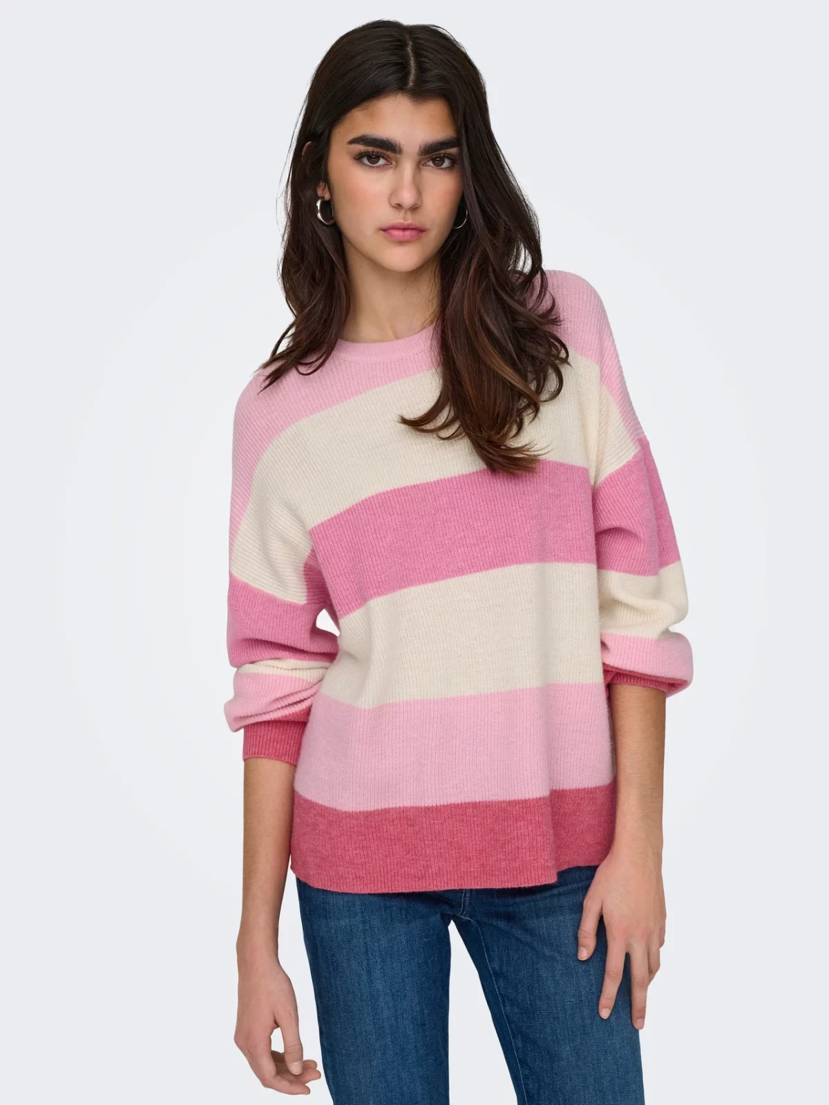 ONLATIA L/S STRIPE PULLOVER Pink Lady